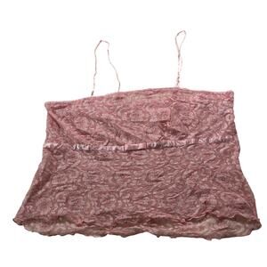 Pink Lace Babydoll Cami Tank Bow Detail Plus Sz 3X Fairycore Romantic Girly Mesh